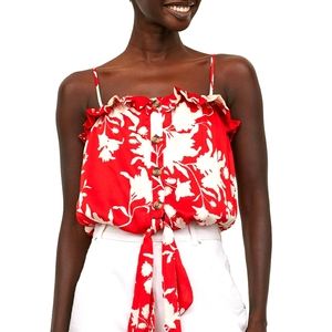 Johana ortiz X h&m floral tie top with ruffles